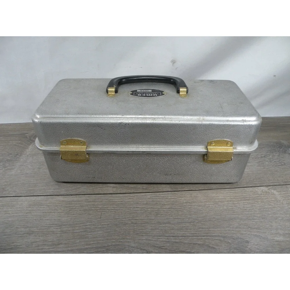 Vintage UMCO 102A Aluminum Cantilever Tackle Box Fishing Equipment Made in USA